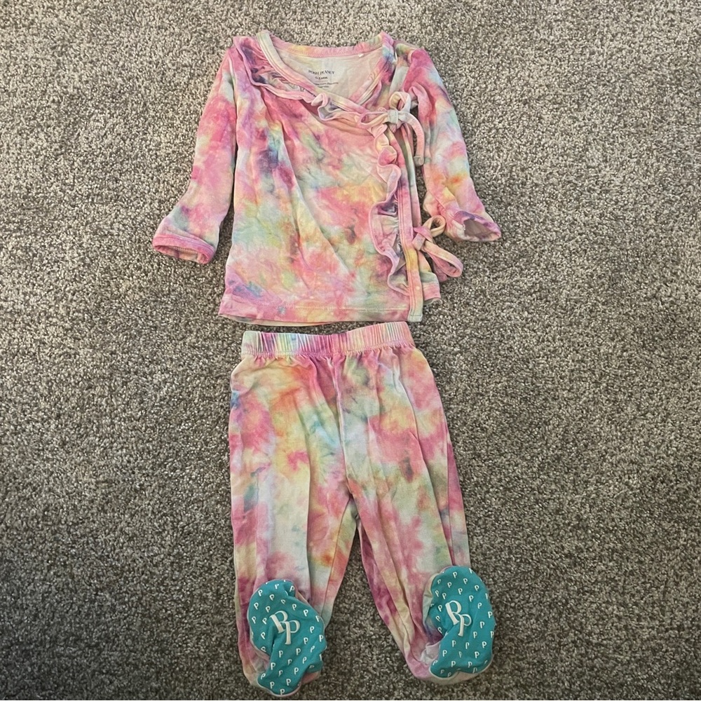 Posh Peanut Joplin Ruffled Tie-Front Kimono Set 0-3 months